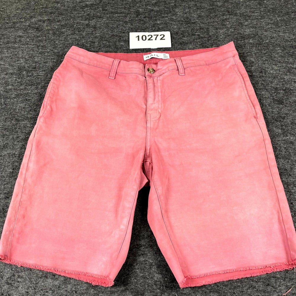 The Rail Chino Shorts Mens 34W Pink Cotton Stretch Flat Front Raw Hem Summer